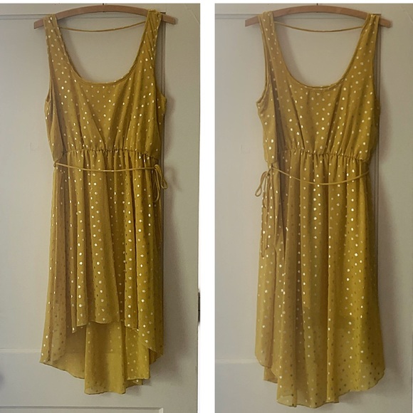 SUNDRESS COVETED CLOTHING NWOT YELLOW DOT HIGH/LOW HEM L - Picture 5 of 8